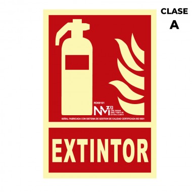 Señal de extinción "extintor" clase a (pcv 1mm)  21x30cm