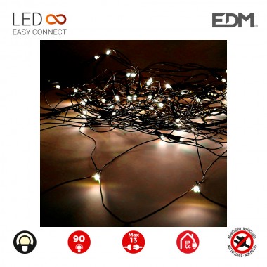 Cortina red easy-connect 2x1,5mts 90 leds blanco calido 30v (interior-exterior) edm total 1,62w