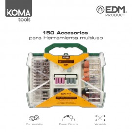 Set de 150 accesorios para mini herramienta multiusos rotativa 08709 koma tools