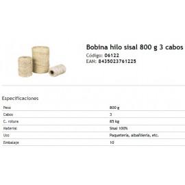 BOBINA HILO SISAL 3 CABOS 800G