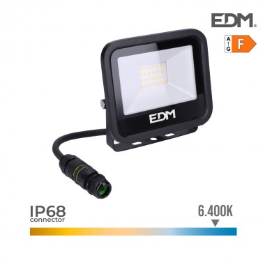 Foco proyector led 20w 1520lm 6400k luz fria black series edm