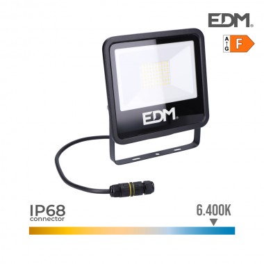 Foco proyector led  50w 4000lm 6400k luz fria black series edm
