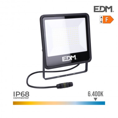 Foco proyector led 100w 8200lm 6400k luz fria black series edm