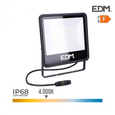 Foco proyector led 100w 8200lm 4000k luz dia black series edm