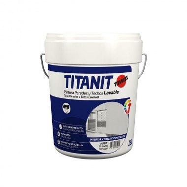 Pintura para paredes y techos lavable titanit mate blanco interior y exteriores protegidos  15l titanlux 029190015
