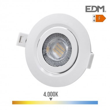 Downlight led empotrar 9w 806 lumen 4.000k redondo marco blanco edm