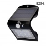 Aplique solar 1,5w 220 lumen recargable sensor de presencia (2-6m) color negro edm