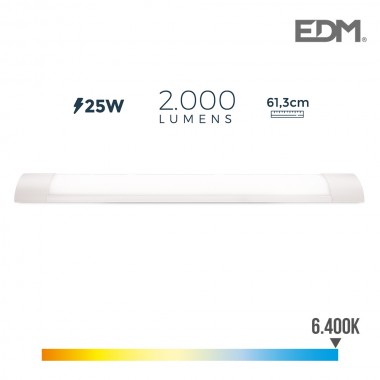 Regleta electronica led 25w 61cm 6.400k luz fria 2000 lumens edm