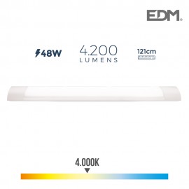 Regleta electronica led 48w 4000k luz dia 4200lm 12x121x3,1cm edm