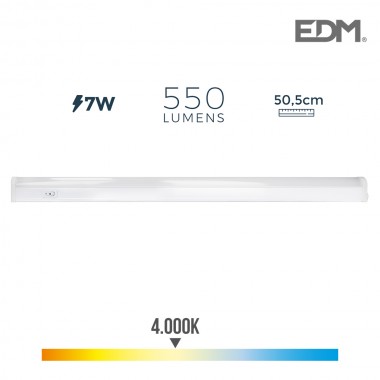 Regleta electronica led 7w 600 lumens 50,5cm 4.000k luz dia edm