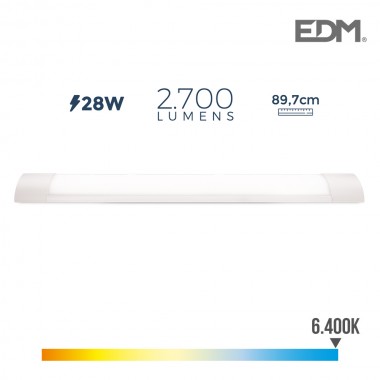 Regleta electronica led 28w 2700 lumens 89cm 6.400k luz fria edm