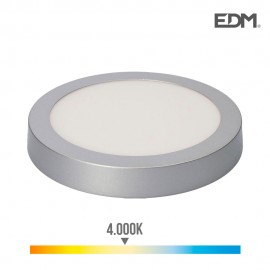 Downlight led superficie redondo 20w 1500lm 4000k luz dia cromado ø22,5x4cm edm