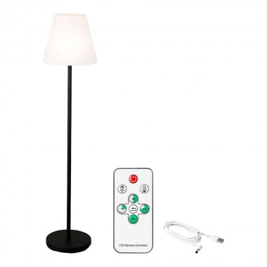Lámpara de pie color blanco y negro para exteior y interior recargable con mando a distancia 150cm 894459