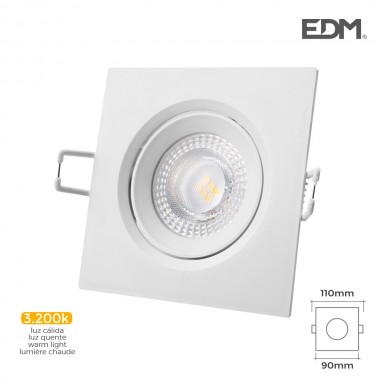 Downlight led empotrar 5w  380 lumen3.200k cuadrado marco blanco edm
