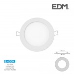 Mini downlight led edm 6w 320 lumens redondo 12cm 6.400k marco blanco