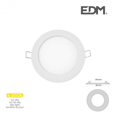 Mini downlight led edm 6w 320 lumen redondo 12cm 4.000k marco blanco