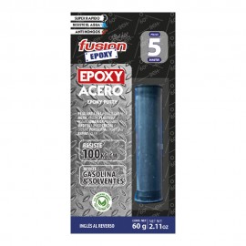 Epoxy acero plastilina barra integrada 5 min 60gr pl60e5a fusion epoxy black label