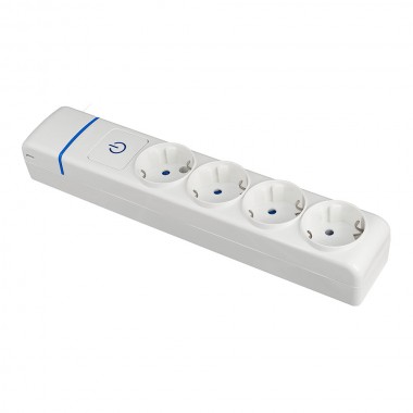 Base múltiple de 4 tomas 2p+t, 16a 250v con interruptor luminoso. 8004pil solera