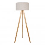 Lámpara de pie e27 madera y tela edm