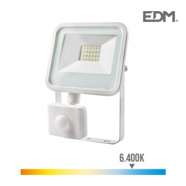 Foco proyector led 20w 1400lm 6400k luz fria con sensor de presencia 15,8x4,5x12,4cm edm