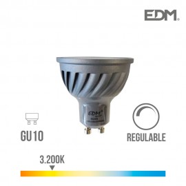 Bombilla dicroica led regulable gu10 6w 480lm 3200k luz calida ø5x5,5cm edm