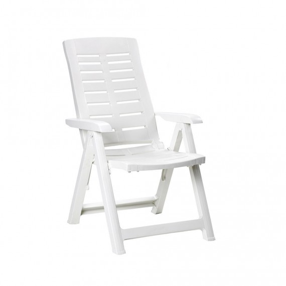 Silla plegable. color: blanco 60x61x109cm modelo: multiposicionnes progarden.