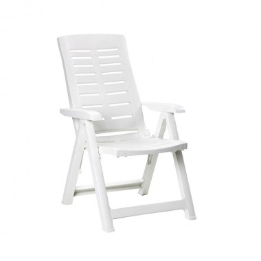 Silla plegable. color: blanco 60x61x109cm modelo: multiposicionnes progarden.