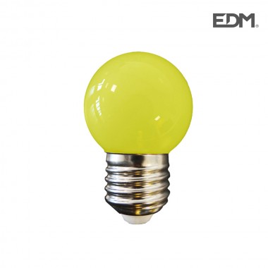 Bombilla esferica led e27 1,5w 80 lm amarilla edm