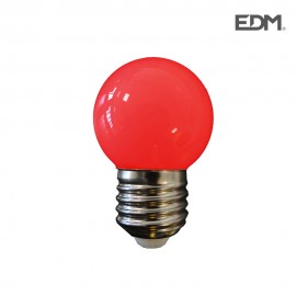 Bombilla esferica led e27 1w 80lm luz roja ø4,3x7cm edm