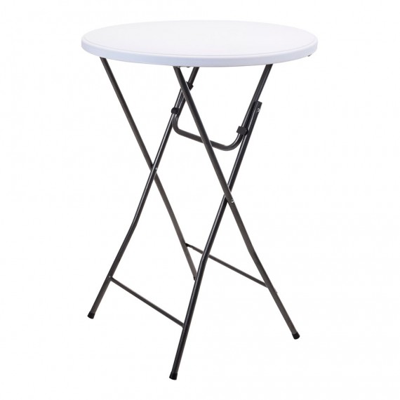 Mesa redonda de jardín. plegable, de polietileno. color: blanco ø80x110cm progarden