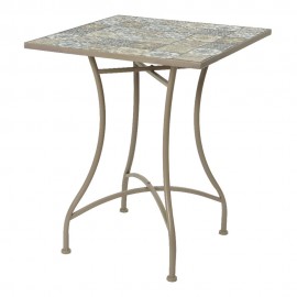 Mesa metalica/mosaico bistro color marron para exterior 58 x 58 x 72 cm