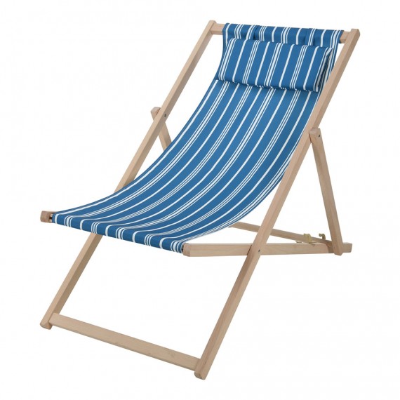 Silla plegable de tela y madera 97x56x85cm