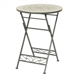 Mesa metalica/mosaico bistro color negro para exterior