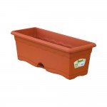 Jardinera con plato integrado color terracota 50x20cm
