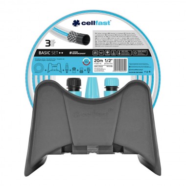 Set riego basic, manguera 12,5 mm x 20 m, soporte colgador y conectores cellfast