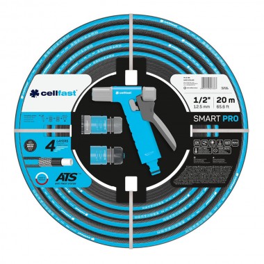 Set manguera de riego smart pro ats de 12,5 mm x 20 m con conectores y pistola cellfast