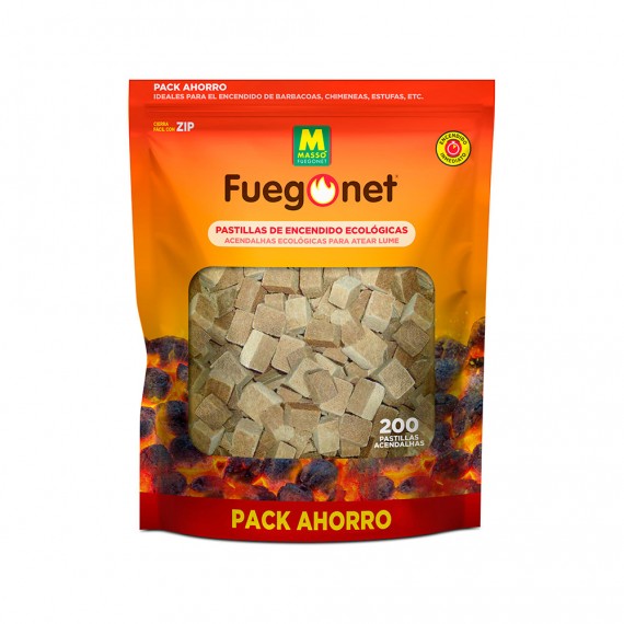 200 unid. pastillas ecológicas de encendido fuegonet 231281n massó