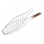 Parrilla para pescado con mango de madera 14x58cm bbq