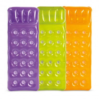 Colchoneta hinchable con reposacabeza, 188x71cm, colores surtidos