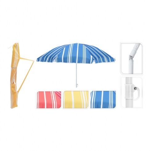 Sombrilla para la playa de rayas 180cm, colores surtidos