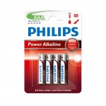 Pila alkalina philips aaa - lr03 1,5v (blister 4 unid.) ø10,5x44,5mm
