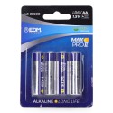 Pila edm alkalina long life aa - lr06 1,5v (blister 4 unid.) ø14,5x50,5mm