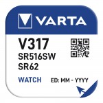 Pila de boton sr62- v317 varta 10,5mah (blister 1 unid.) ø5,8x1,65mm