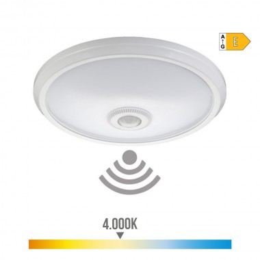 Aplique de superficie led con sensor ip20 15w 4000k luz dia ø29x6cm edm