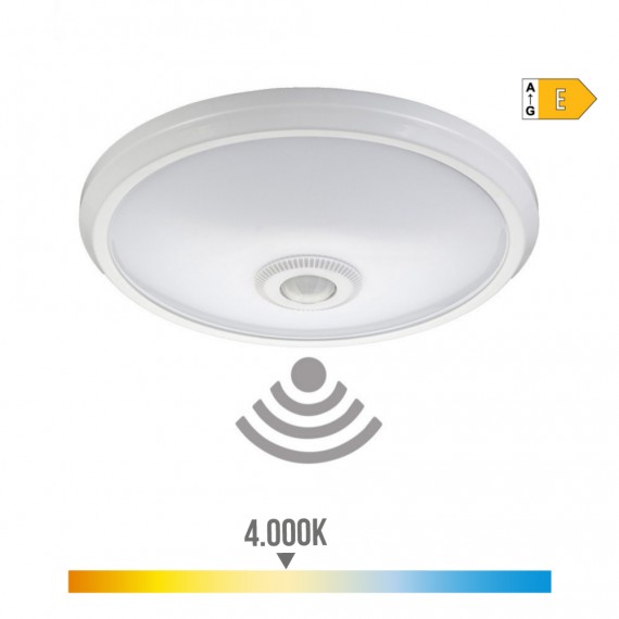 Aplique led de superficie con sensor y luz de emergencia ip20 16w 96 leds 4000k luz dia edm