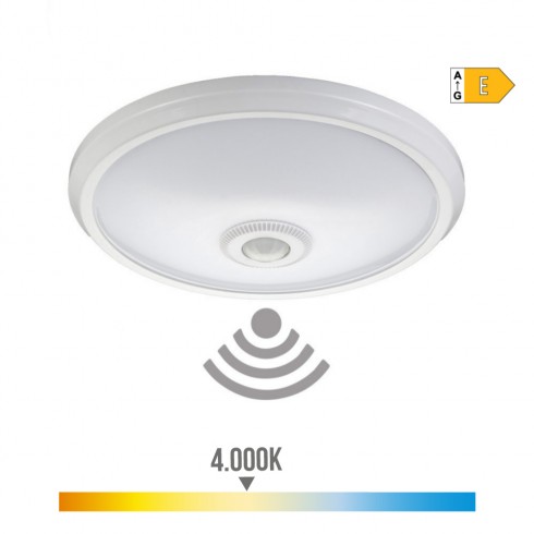 Aplique led de superficie con sensor y luz de emergencia ip20 16w 96 leds 4000k luz dia edm