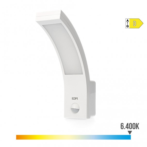 Aplique exterior led 10w 16586m 6400k ip54 6,6x18,8x25cm con sensor de movimiento edm