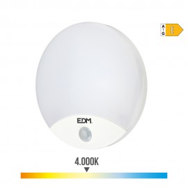 Aplique led redondo con sensor de movimiento 13 w 1850 lm 4000 k ip54 ø25 x 4,9cm