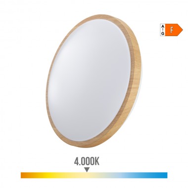 Aplique superficie circular led 18w 1820lm 4000k ø33x5,5cm efecto madera edm