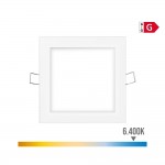 Mini downlight led empotrable cuadrado 6w 6400k luz fria. color blanco 11,7x1x11,7cm edm